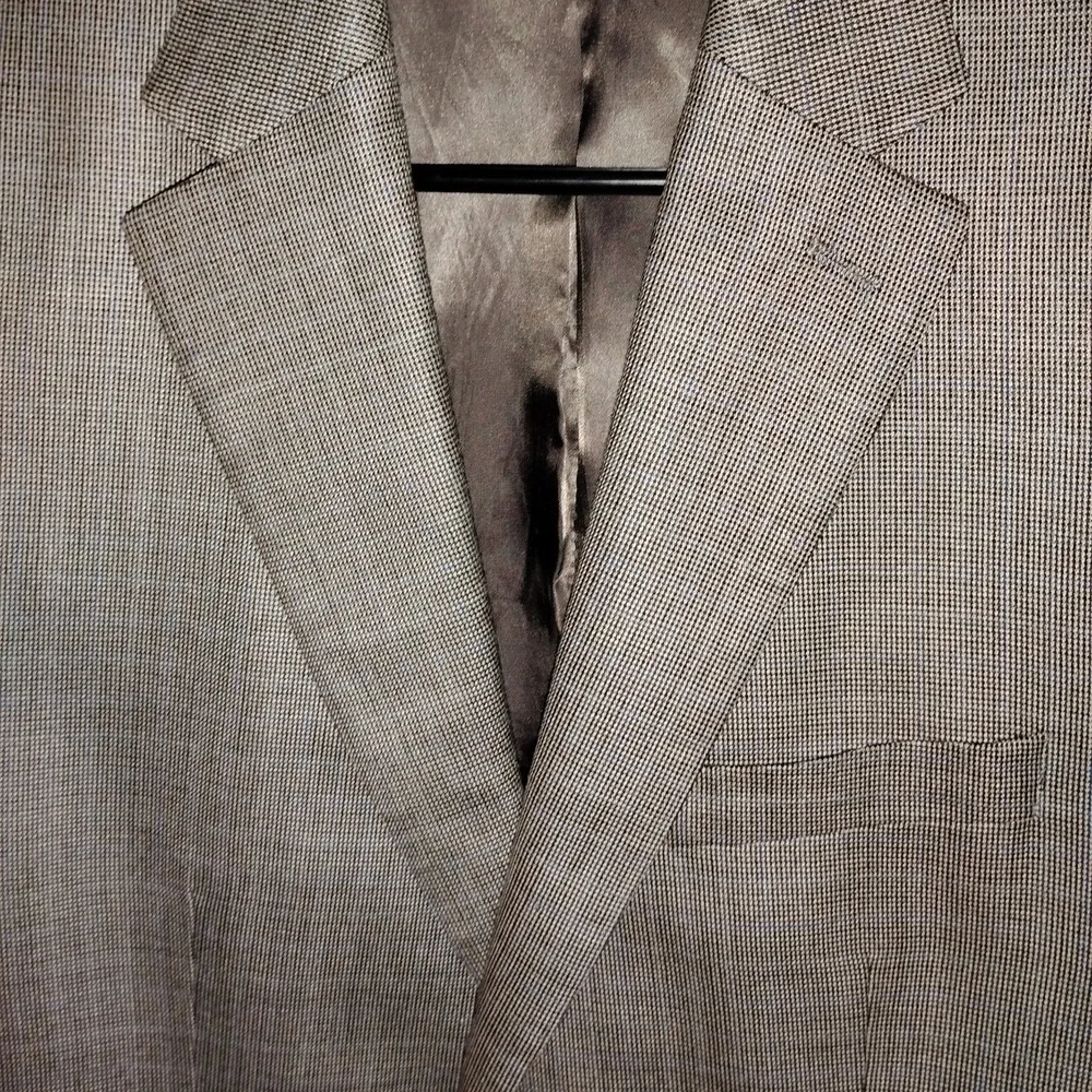 Lauren Ralph Lauren Men 41R Blazer Window. Gray Herringbone Silk Wool Sport Coat